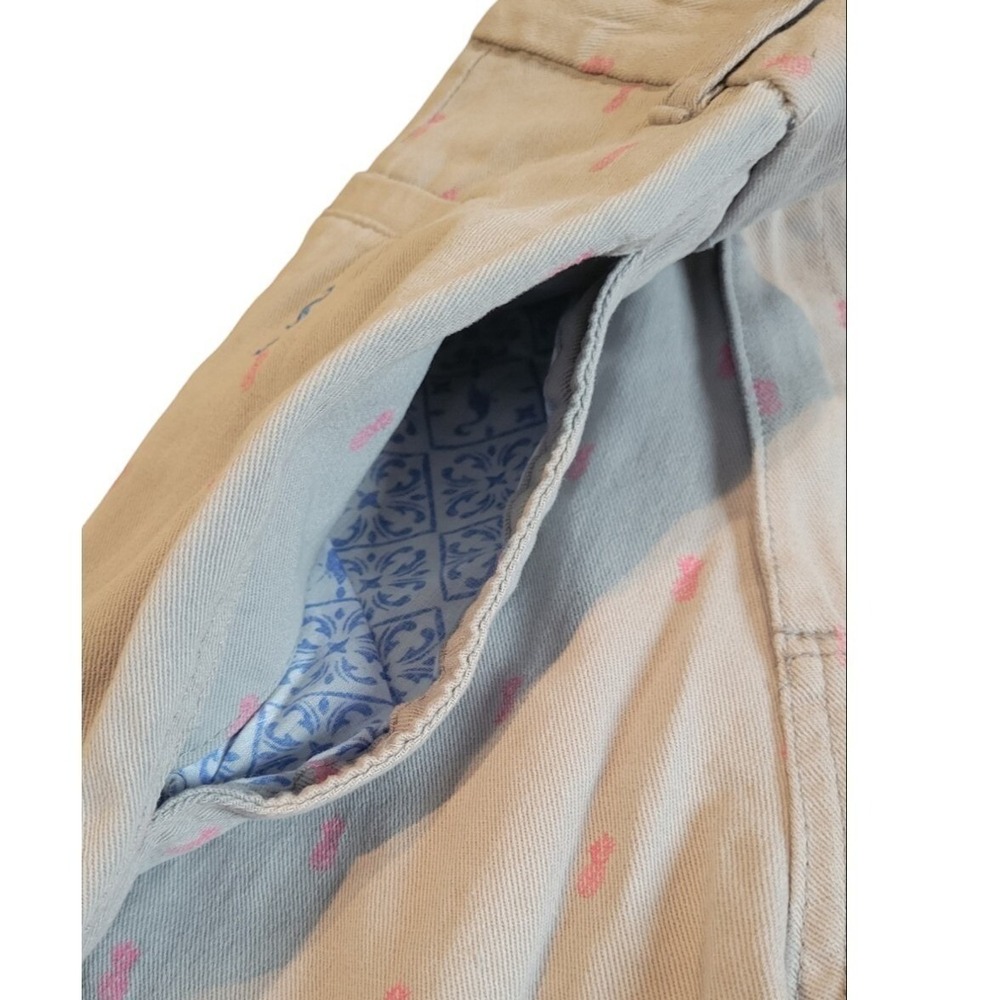 TailorByrd Chino Shorts Mens 36 Tan Cotton Pineapple Embroidered Classic Coastal - Picture 4 of 6